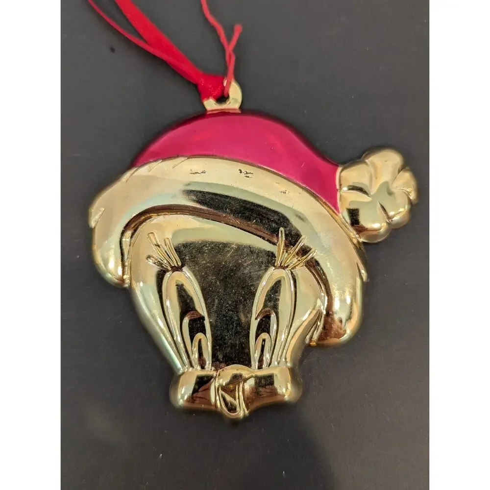 Looney Toons 3 Ornament Gold Tone Signed Vintage'97 Gloria Duchin Warner Brother